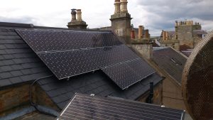 solar panels on slate roof