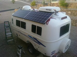 Solar panel on a caravan